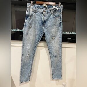 Zara Men's Light Blue Washed Skinny Jeans